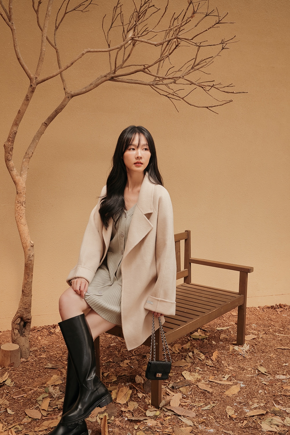 HEALER Made 浪漫邂逅 100%手工羊毛翻領中長版大衣