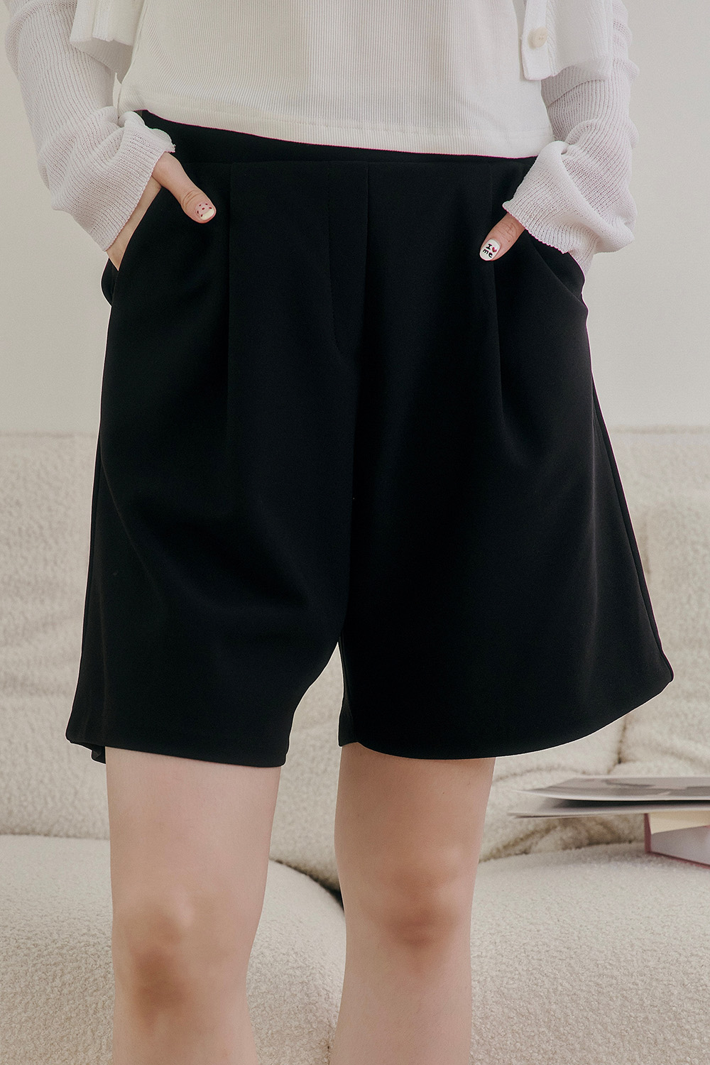 闆娘媽一秒自留 彈性五分西裝短褲