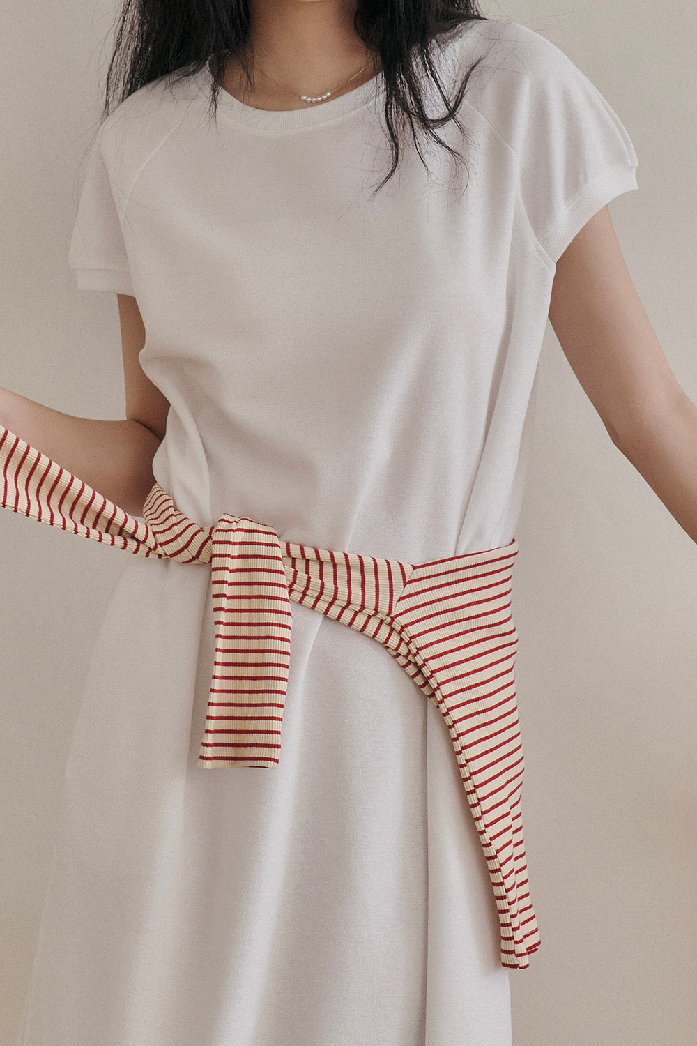 極簡穿搭 小包袖棉質長洋裝