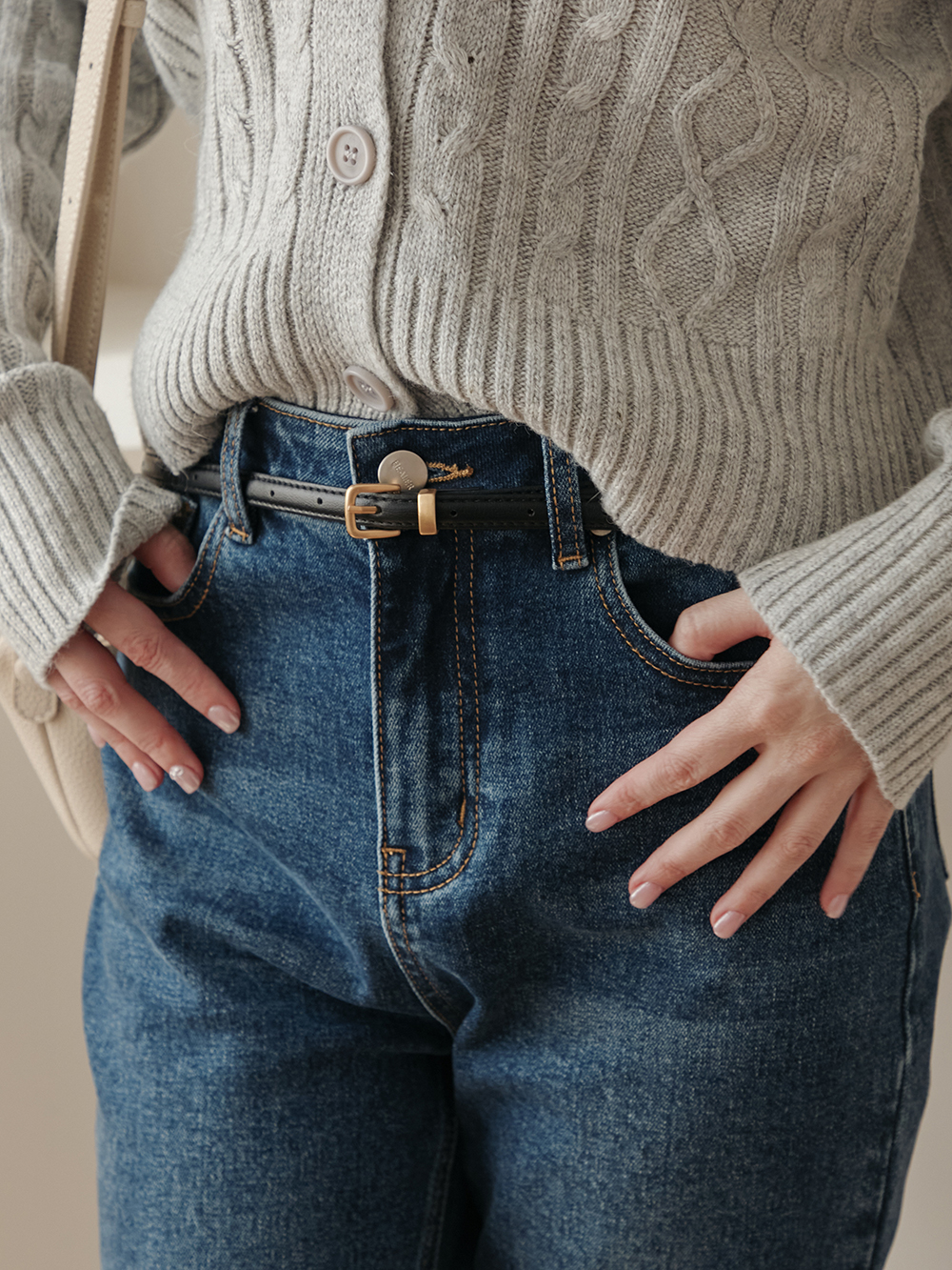 HEALER Made 高級手感<細版> 金釦牛皮皮帶