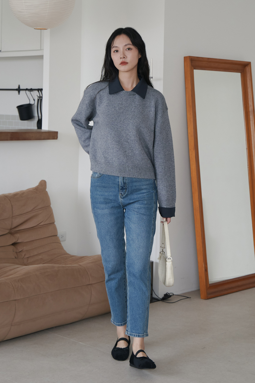 HEALER Made 藏不住的秘密 假兩件式短版長袖針織