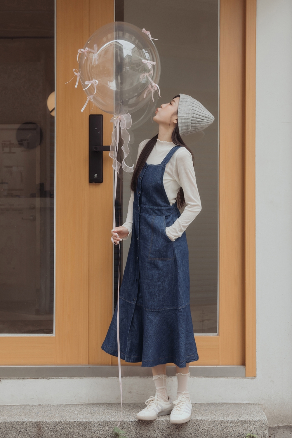 人魚公主 排釦牛仔吊帶魚尾洋裝