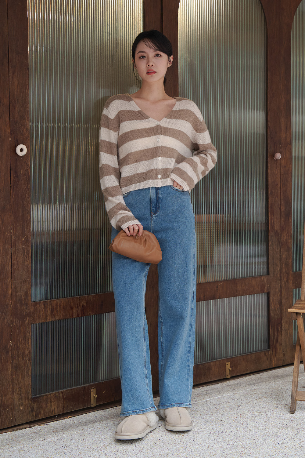 HEALER Made 慵懶時光 寬條紋羊毛針織外套