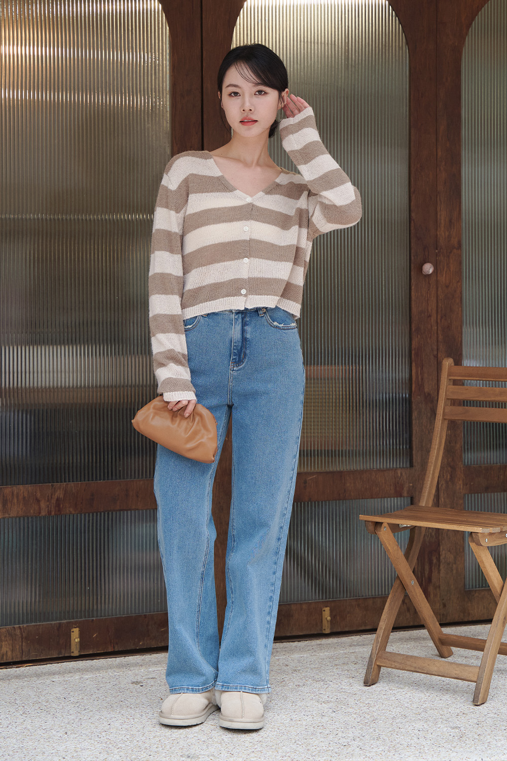 HEALER Made 慵懶時光 寬條紋羊毛針織外套