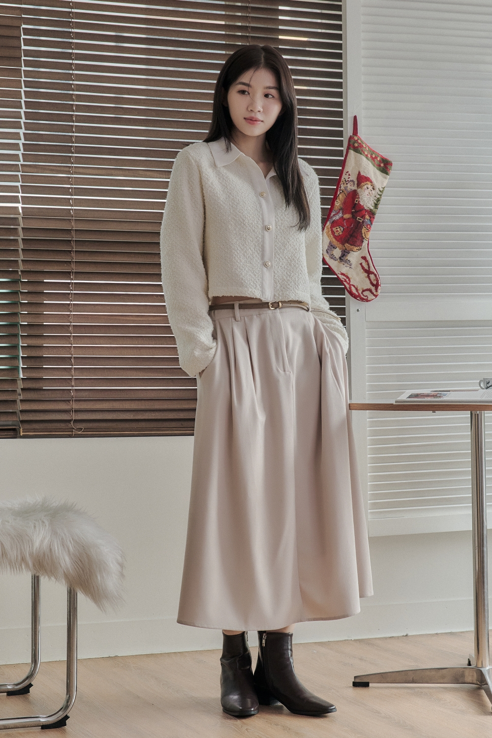 HEALER Made 戀冬圓舞曲 抓摺後鬆緊傘擺中長裙