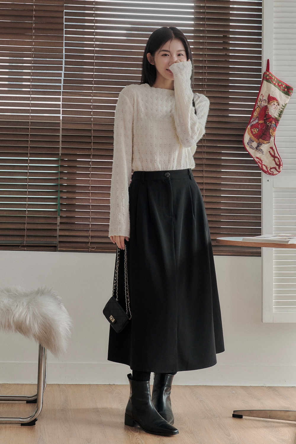 HEALER Made 戀冬圓舞曲 抓摺後鬆緊傘擺中長裙