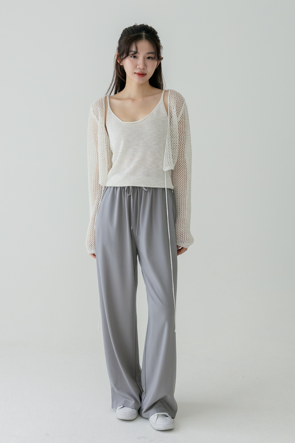 慵懶至上 簍空針織罩衫背心SET