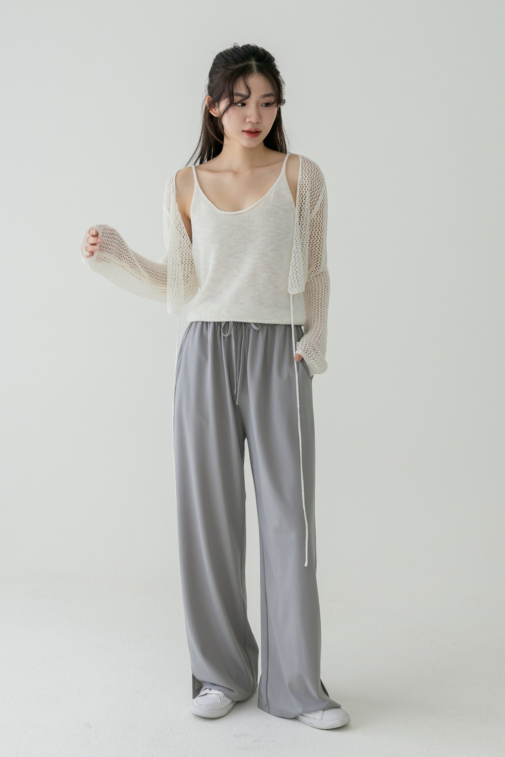 慵懶至上 簍空針織罩衫背心SET