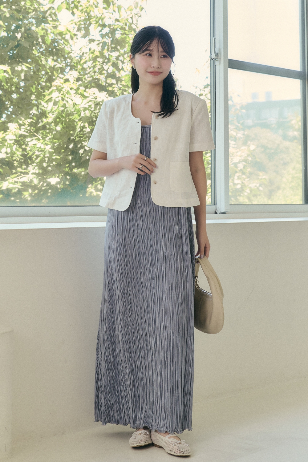擁夏 亞麻短袖西裝外套