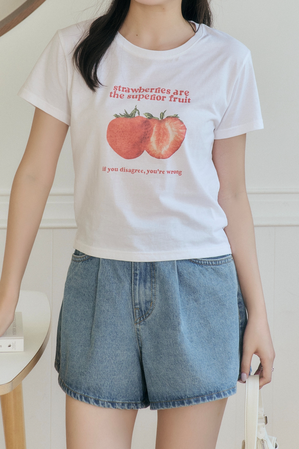 活力少女 草莓印花短T