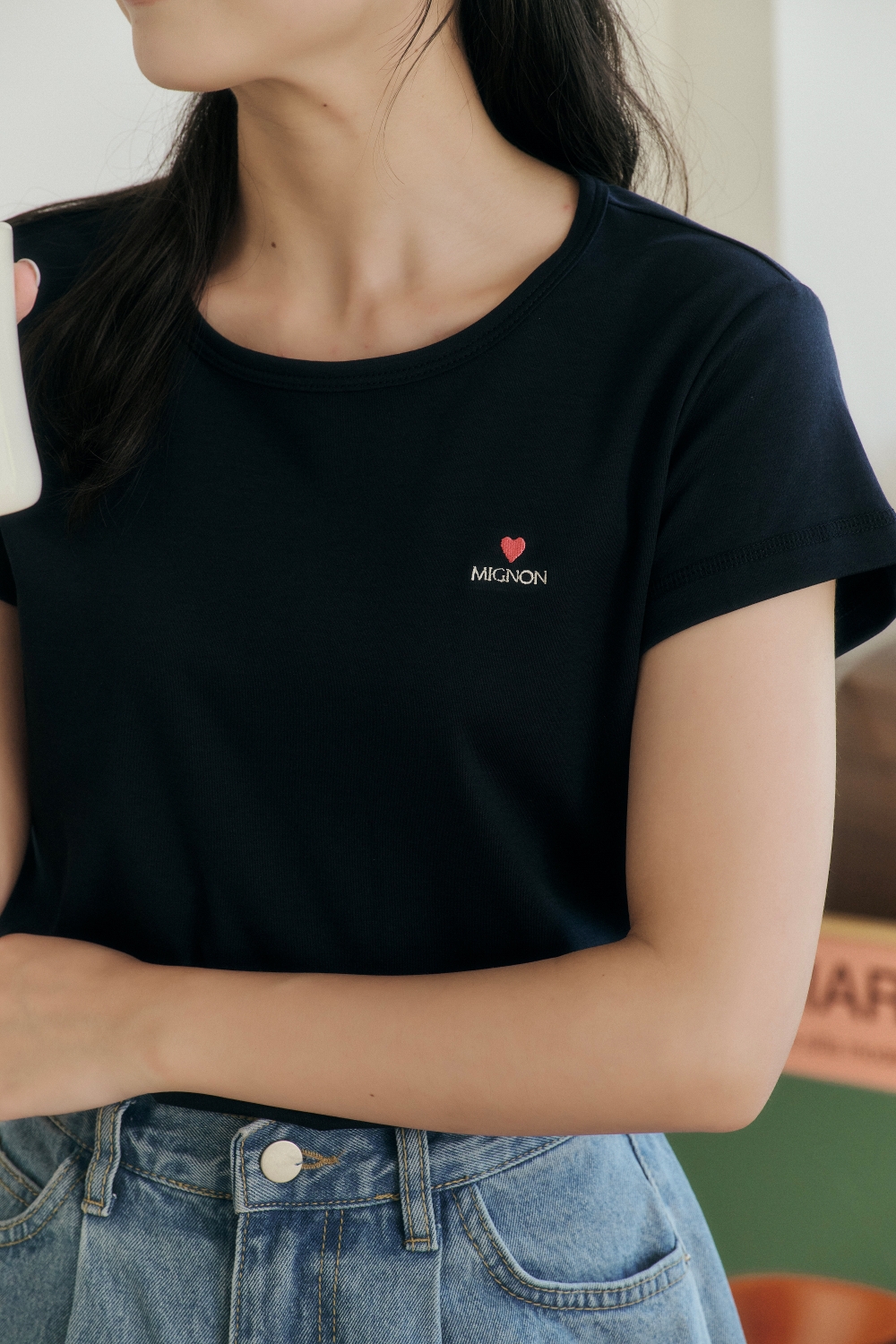 HEALER Made 誰穿誰可愛 法文愛心刺繡短T