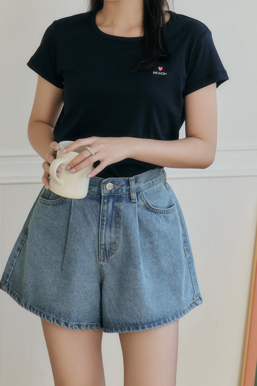 HEALER Made 誰穿誰可愛 法文愛心刺繡短T