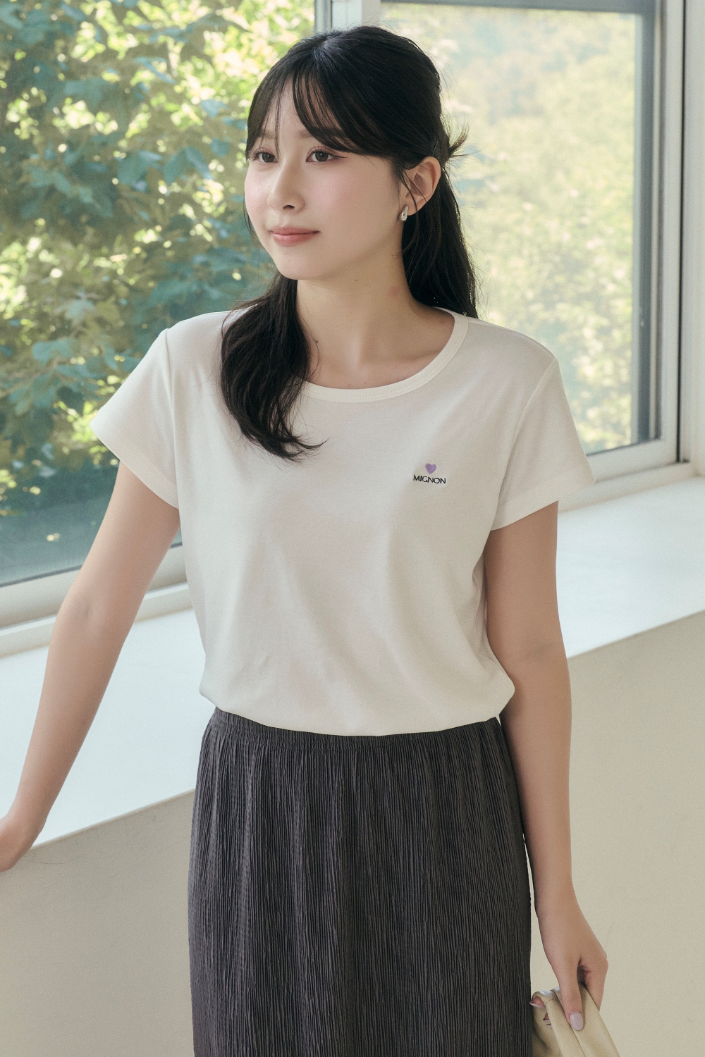 HEALER Made 誰穿誰可愛 法文愛心刺繡短T