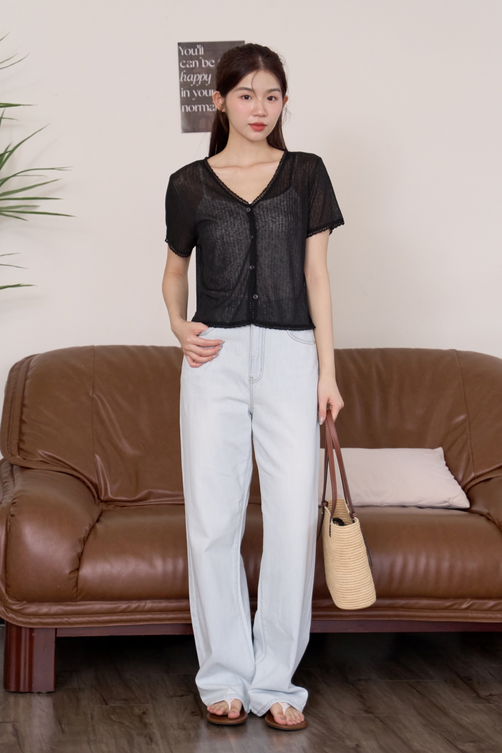 涼爽好心情 蕾絲滾邊短袖上衣