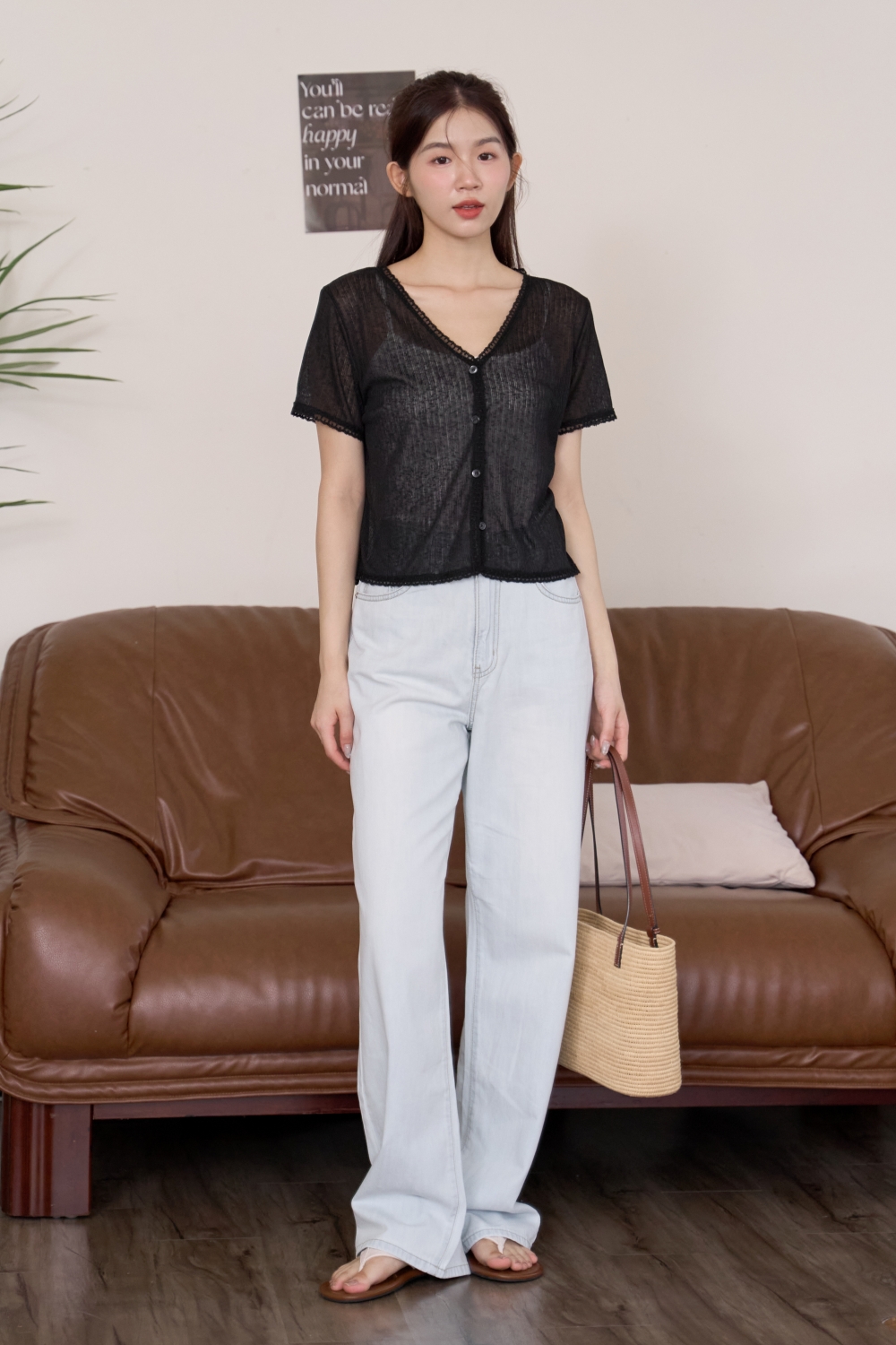 涼爽好心情 蕾絲滾邊短袖上衣