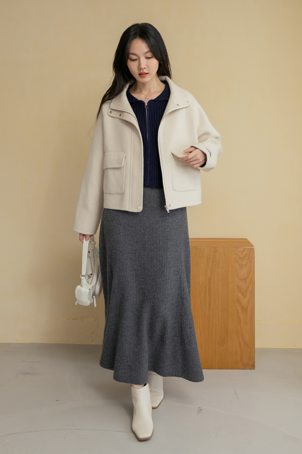 HEALER Made 溫柔體感 Cashmere立領拉鍊羊毛外套