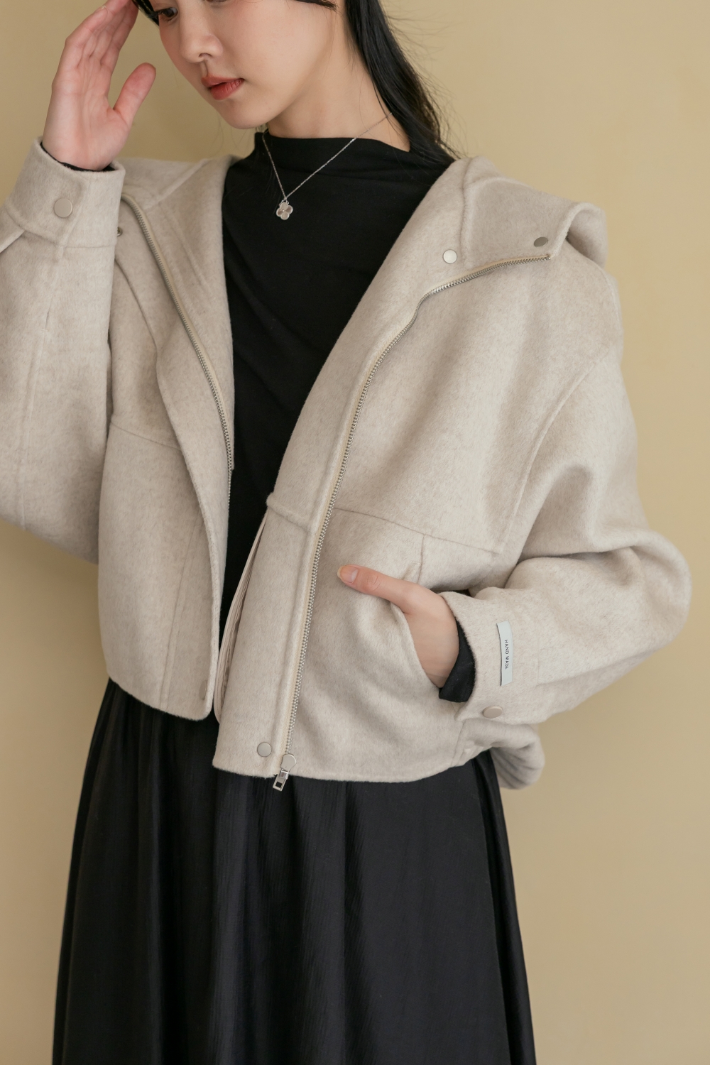 HEALER Made 大通公園 100%羊毛連帽縮口拉鍊外套