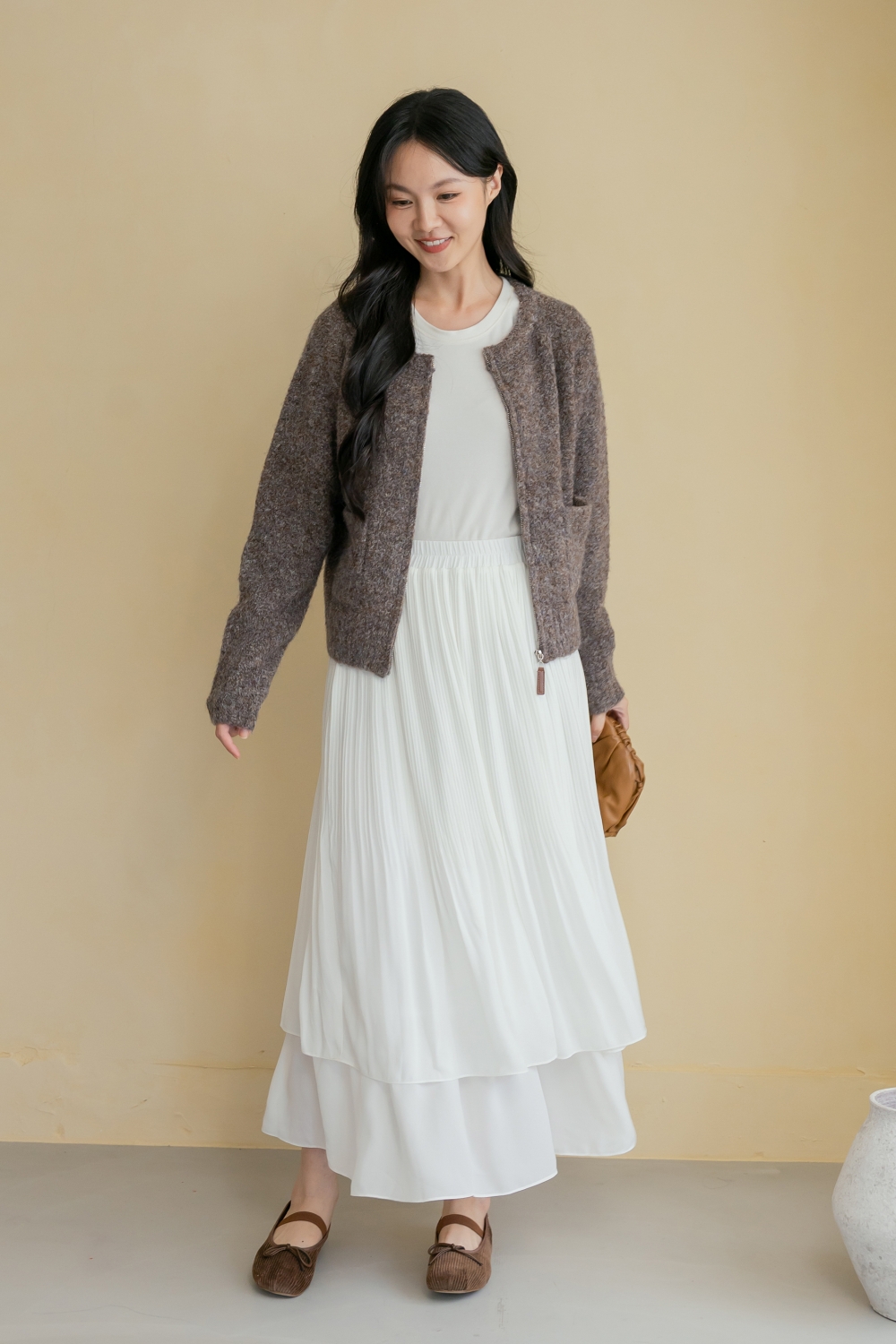 HEALER Made 幸福兜圈 圓領拉鍊圈圈紗針織外套