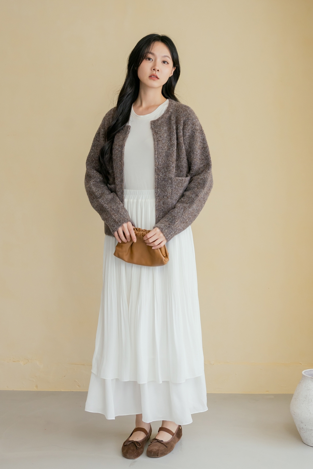 HEALER Made 幸福兜圈 圓領拉鍊圈圈紗針織外套