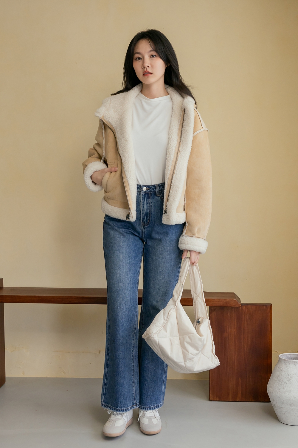 HEALER Made 愛心眼噴發 麂皮羔羊毛牛角釦連帽外套