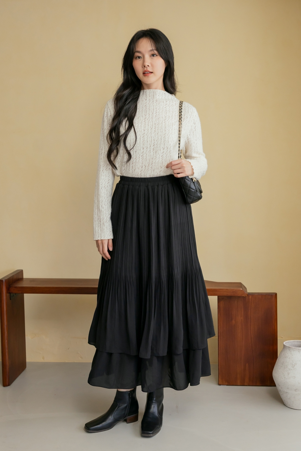 HEALER Made 白月光 直紋緹織磨毛垂領上衣