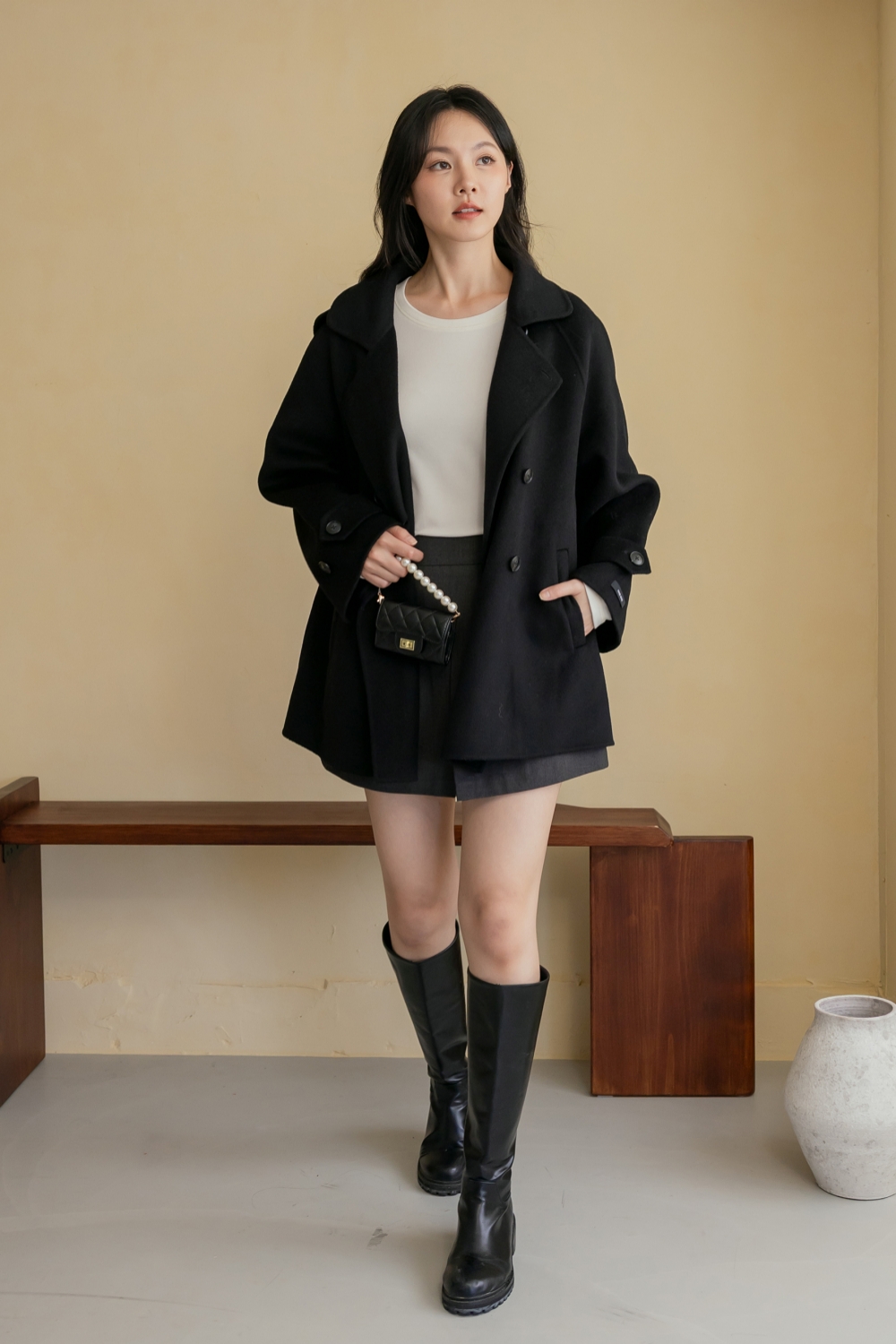 HEALER Made 完美弧度 弧下襬修身磨毛上衣