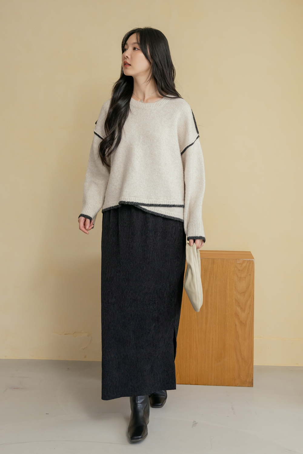 HEALER Made 許願池的少女 絨面紋理側開衩長裙