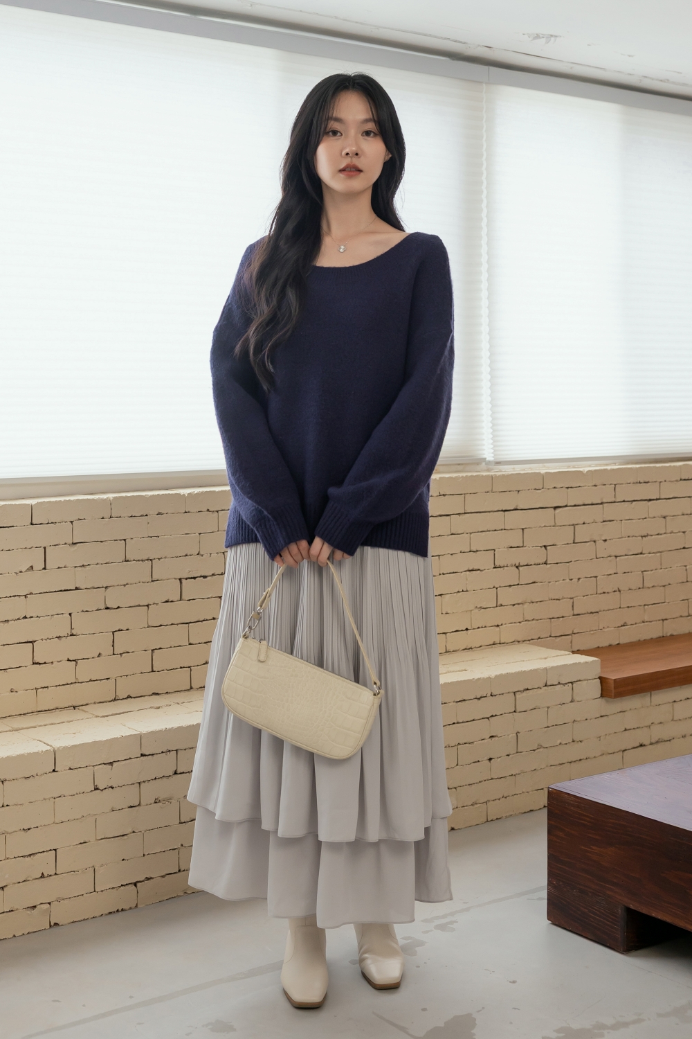 HEALER Made 雙層幸運 雙層細褶雪紡長裙