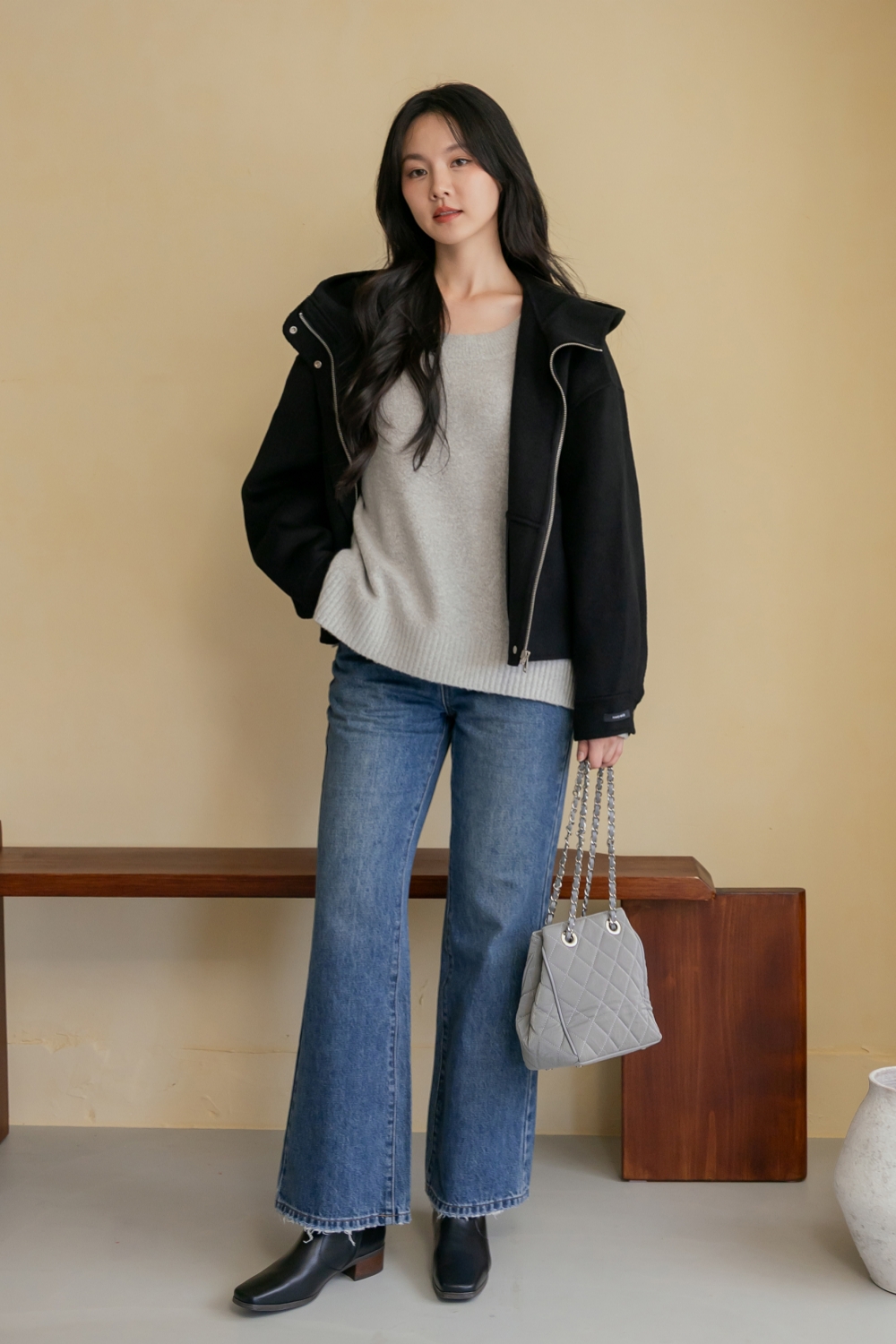 HEALER Made 長腿預警 微喇修身刷色牛仔褲