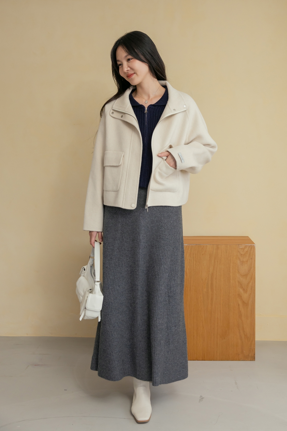 HEALER Made 天生一對 翻領拉鍊針織毛衣+針織魚尾裙套裝