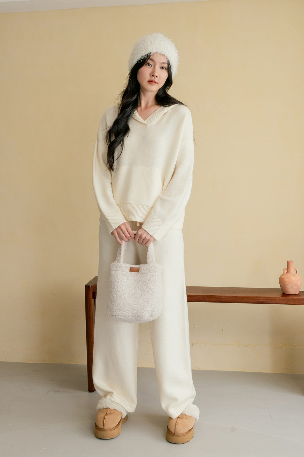 HEALER Made 懶人搭機 超親膚連帽長褲針織套裝