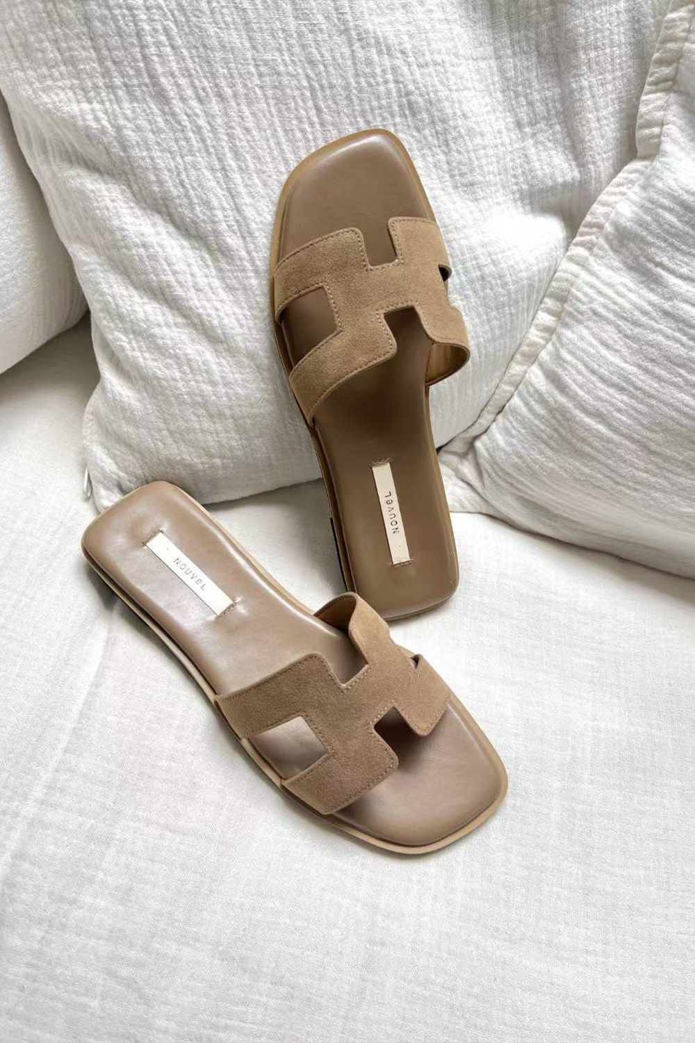 優雅漫步 麂皮H字拖鞋