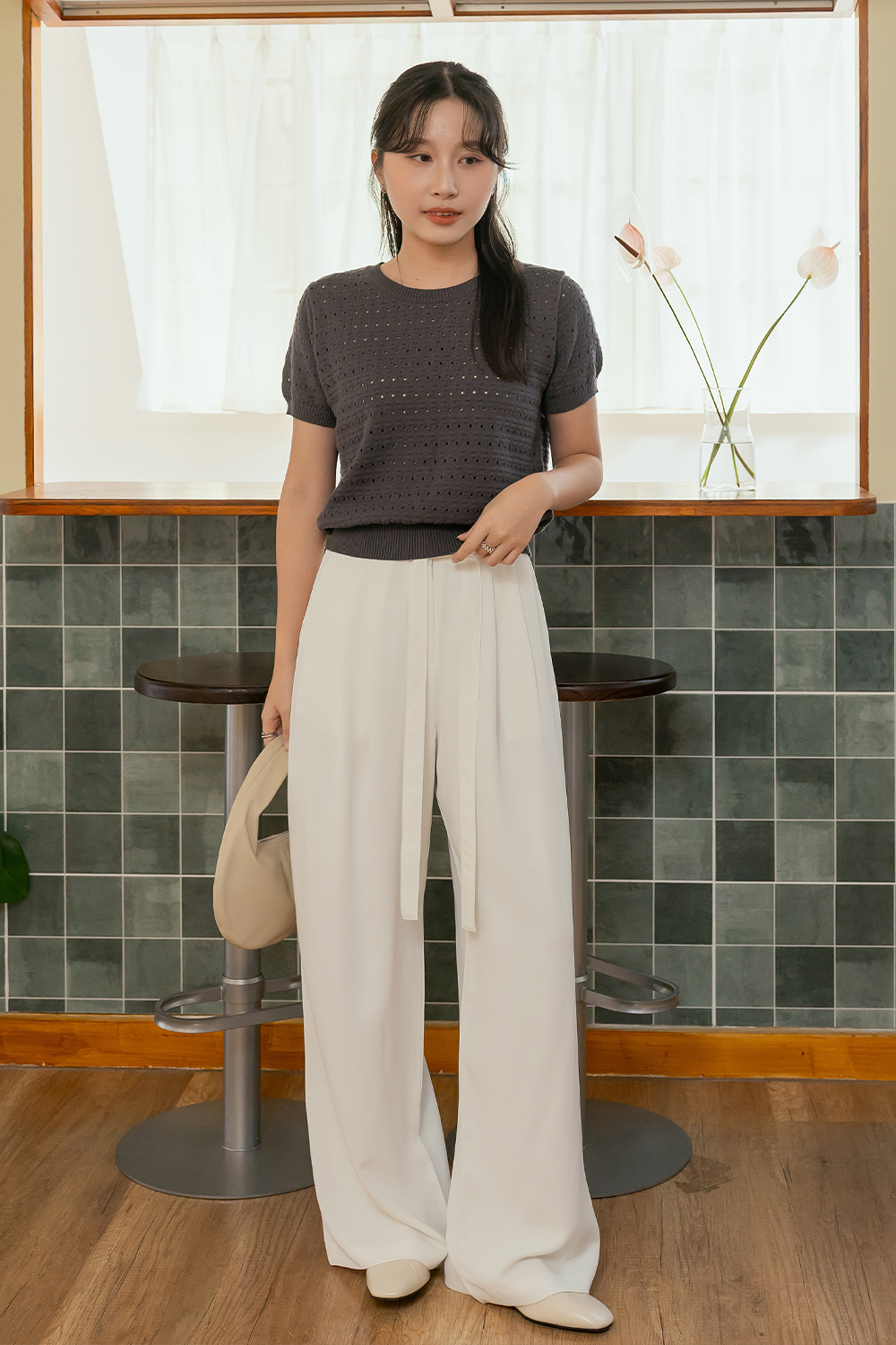 一秒好比例 綁帶西裝寬褲