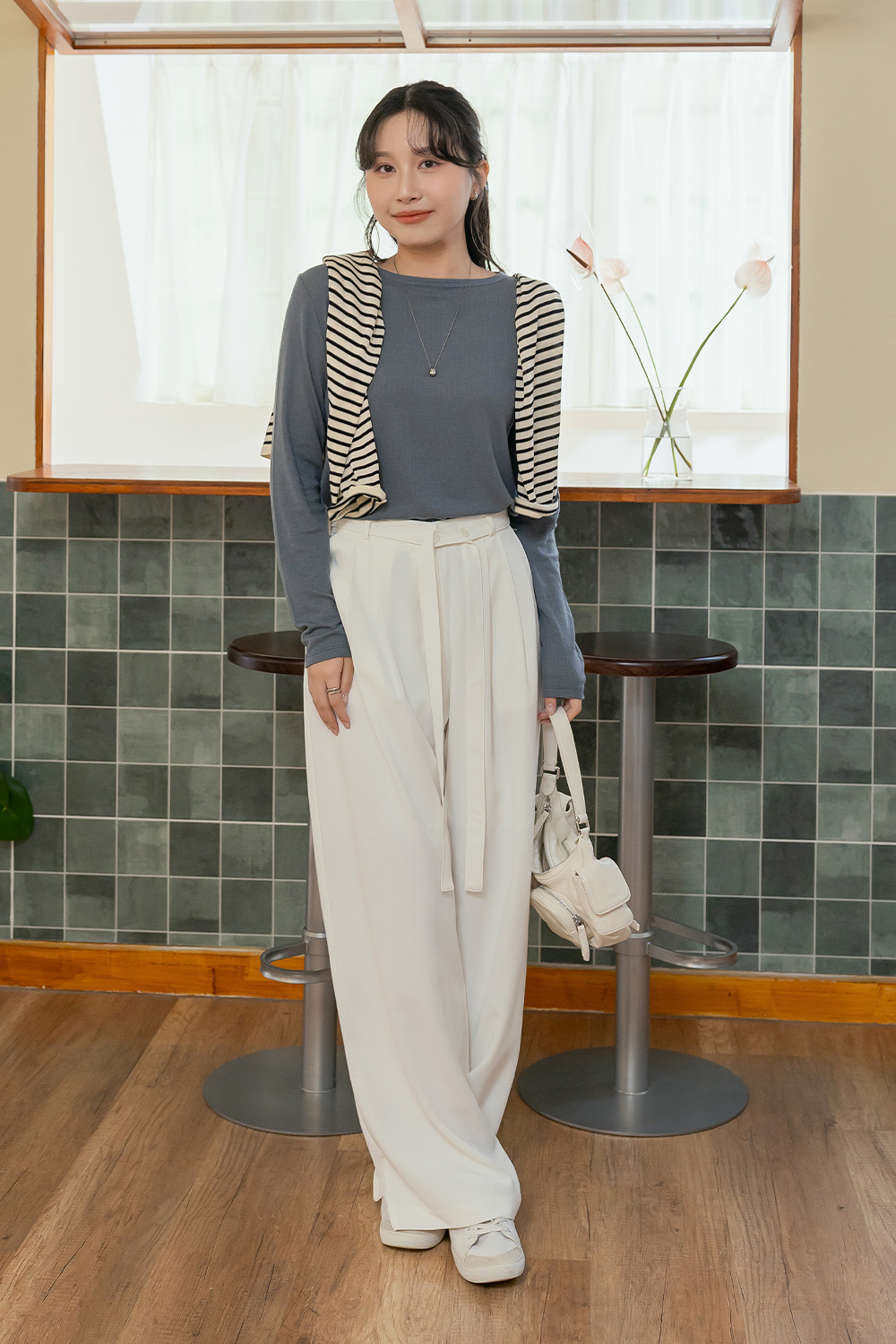 一秒好比例 綁帶西裝寬褲