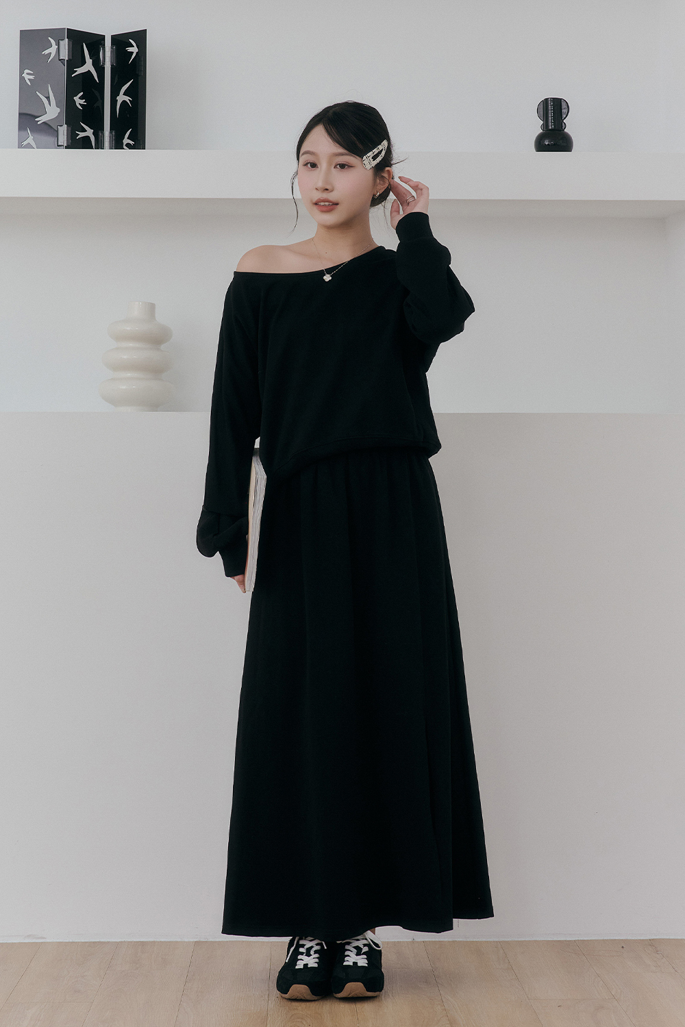 HEALER Made 舒適美感 船領羅紋拼接大學T