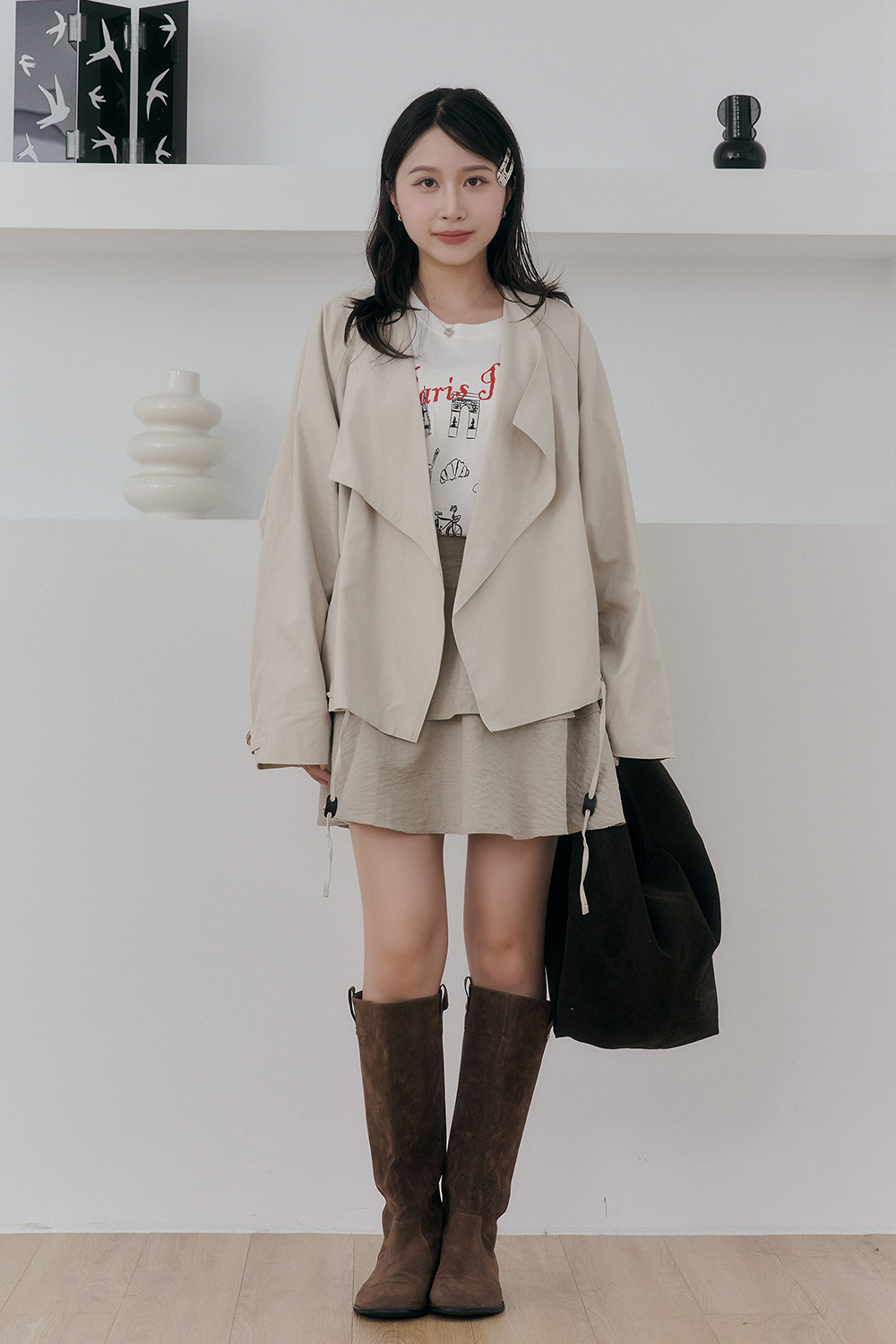 小淘氣 麂皮絨蛋糕短裙