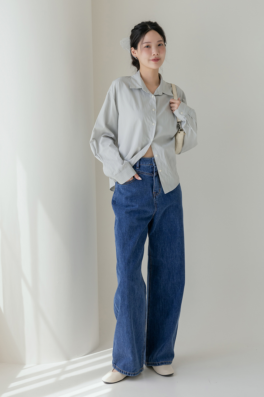 完全不透 質感直紋襯衫