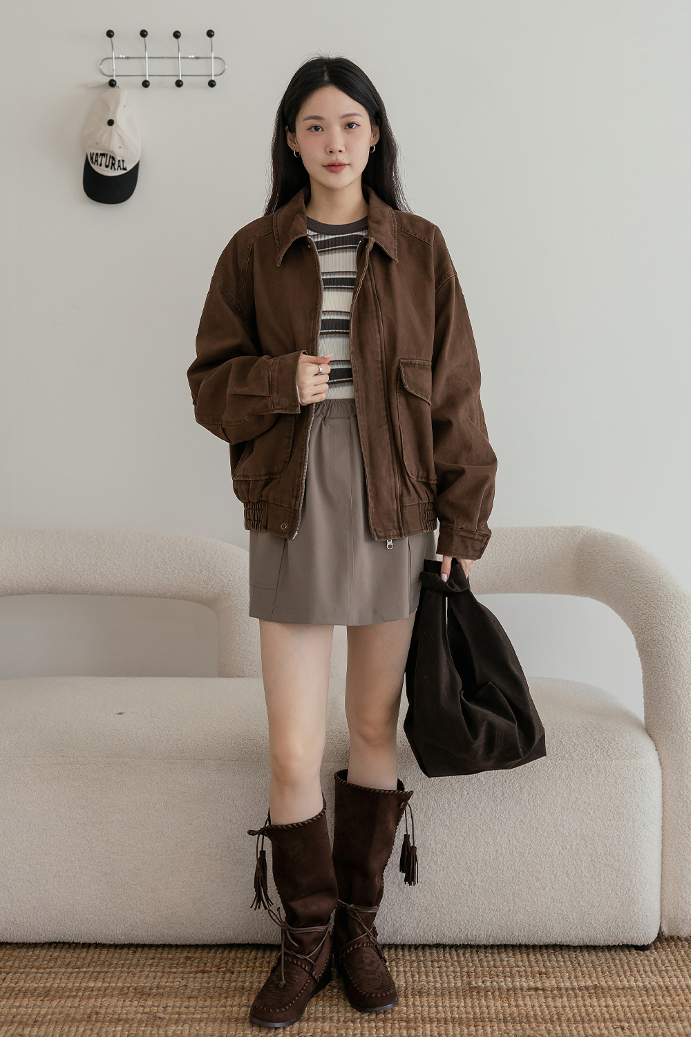 夕照協奏曲 橫條紋長袖針織衫