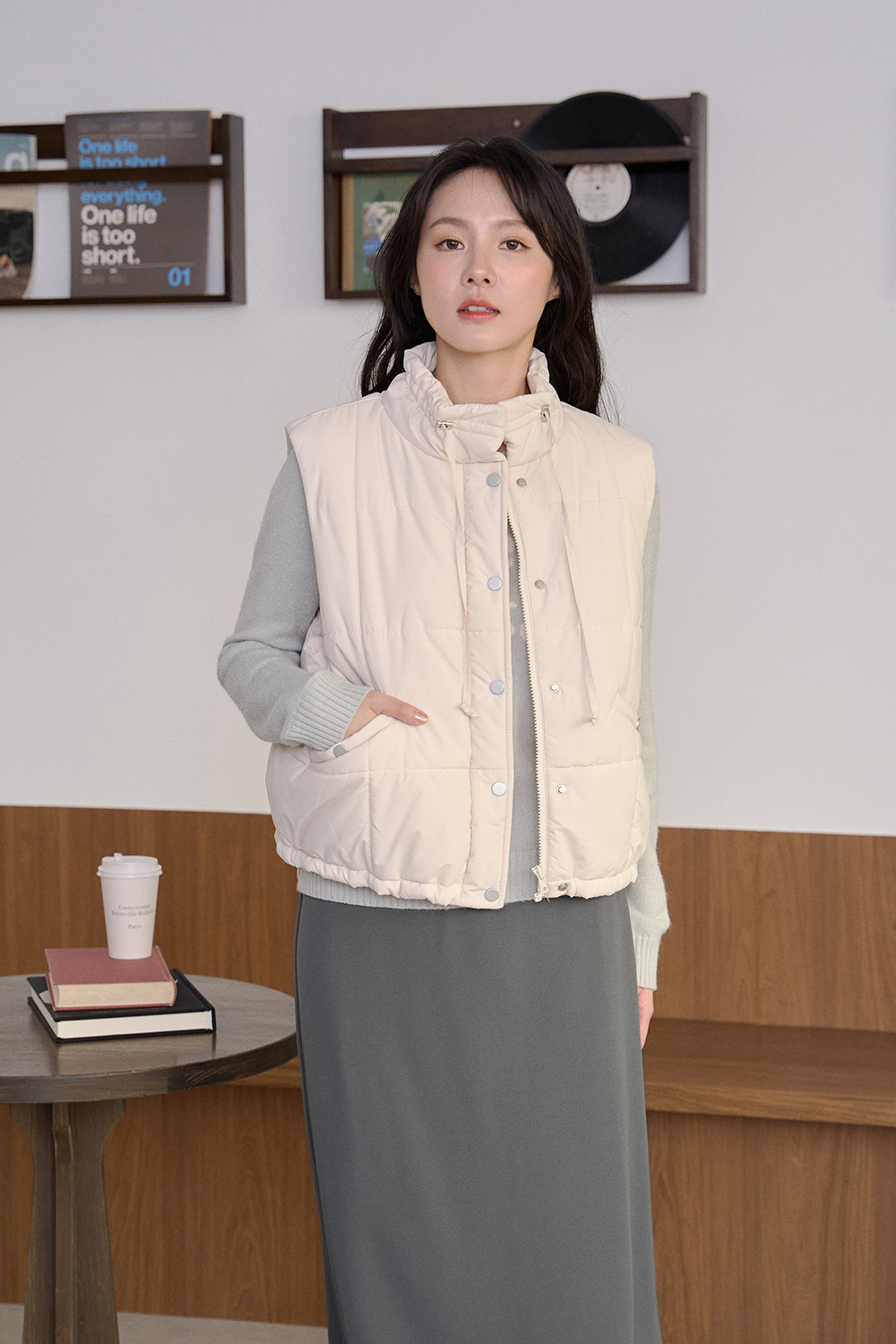 HEALER Made 暖心背心 方格立領鋪棉背心