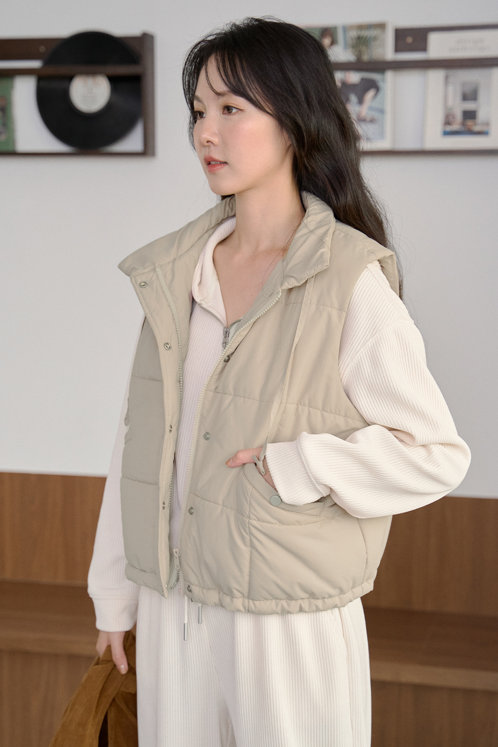 HEALER Made 暖心背心 方格立領鋪棉背心