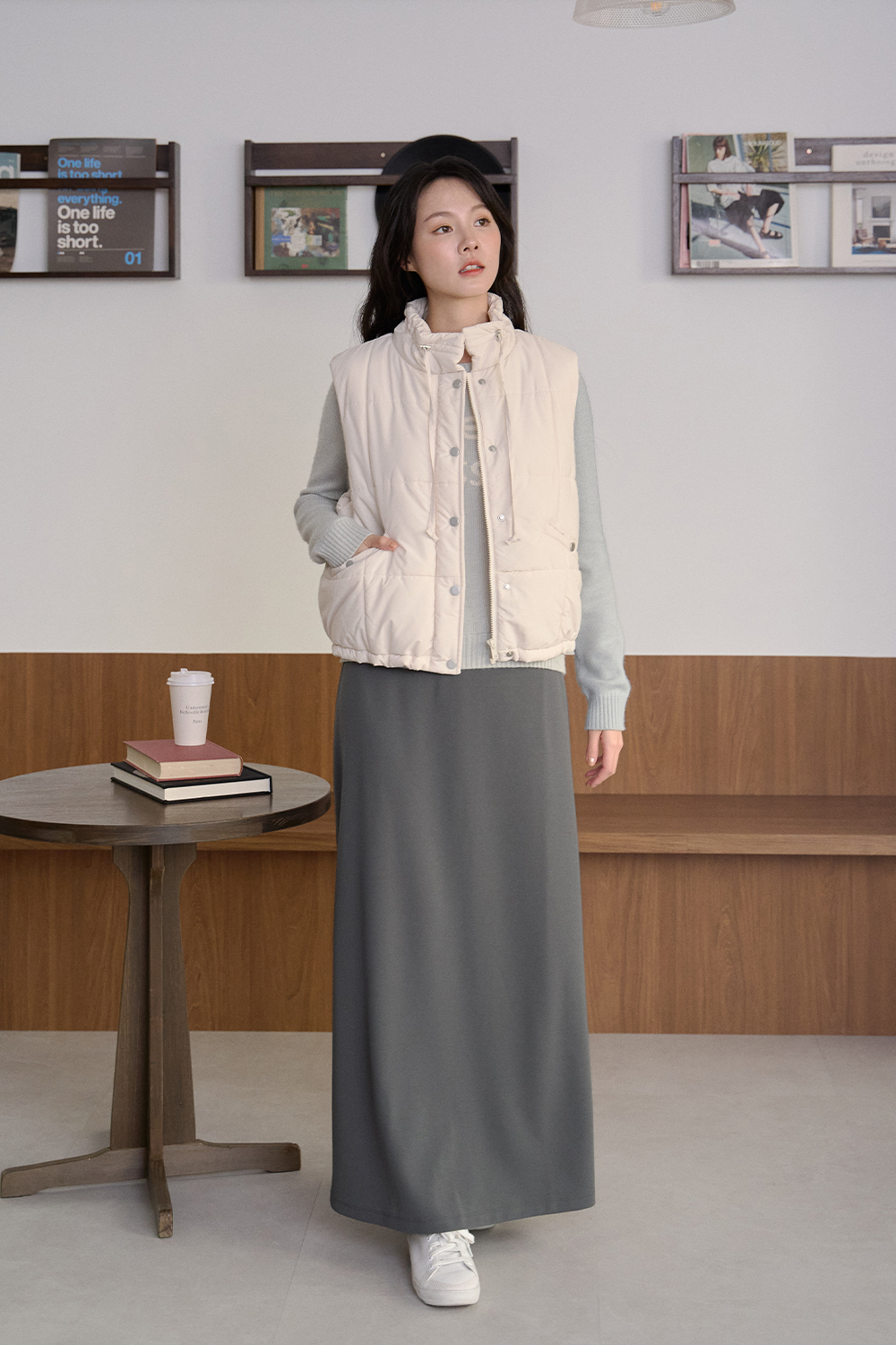 HEALER Made 暖心背心 方格立領鋪棉背心