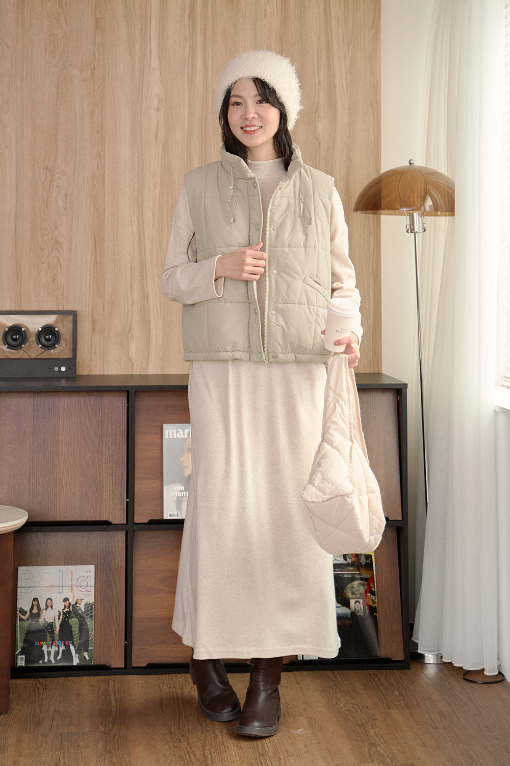 HEALER Made 暖心背心 方格立領鋪棉背心