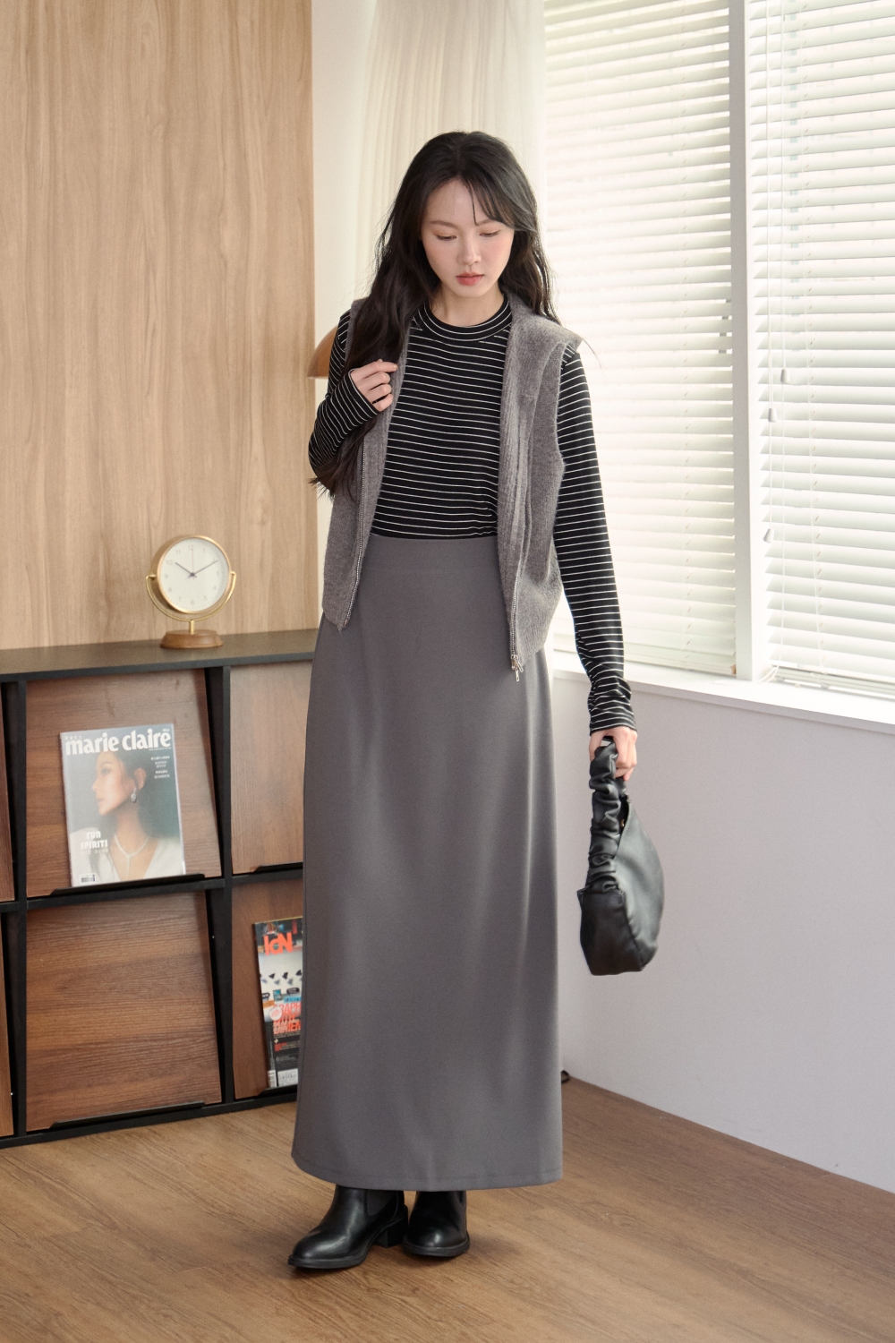 HEALER Made 書卷女孩 連帽拉鍊針織背心