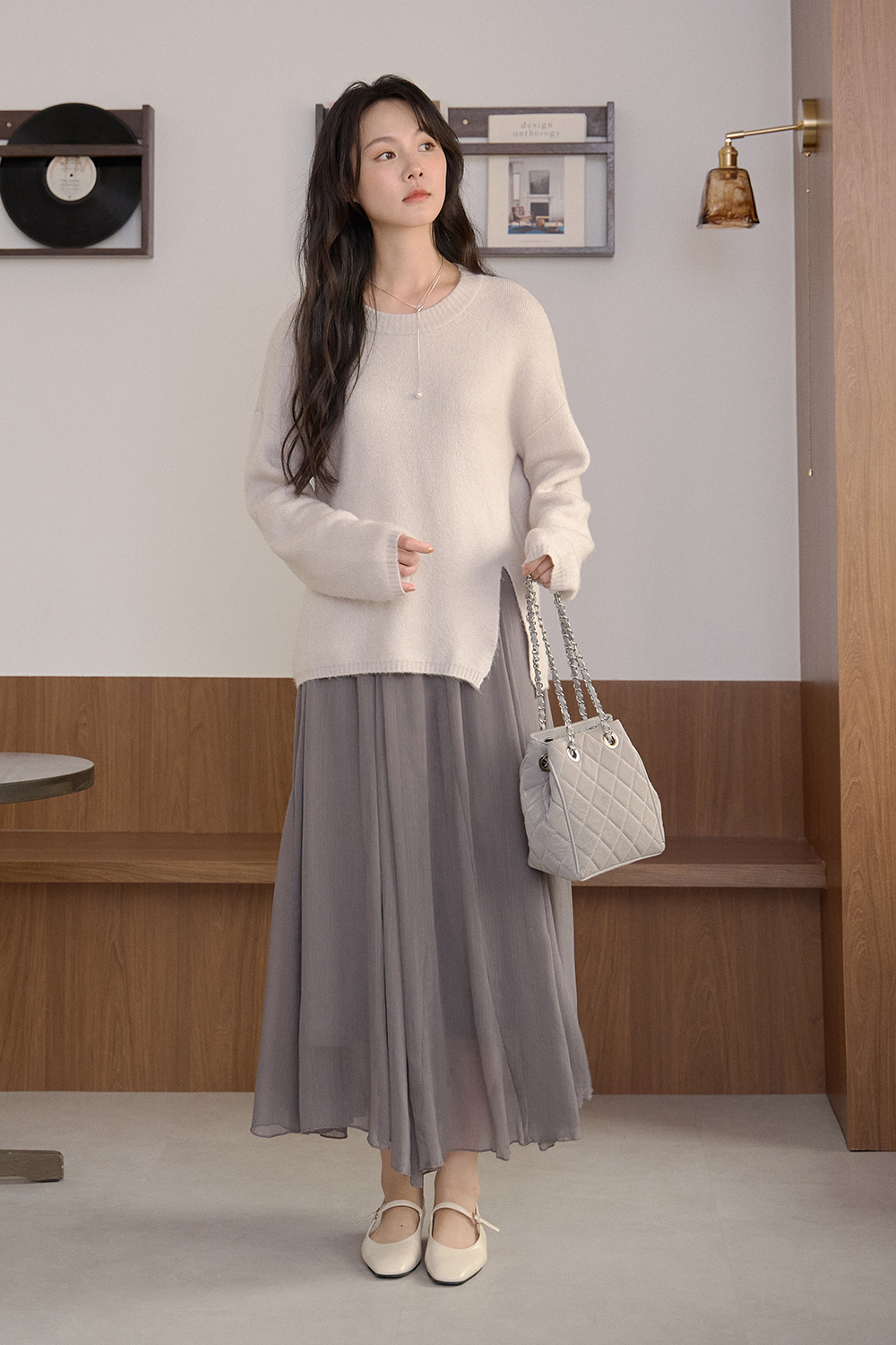 HEALER Made 告別55身 前開衩長版毛衣