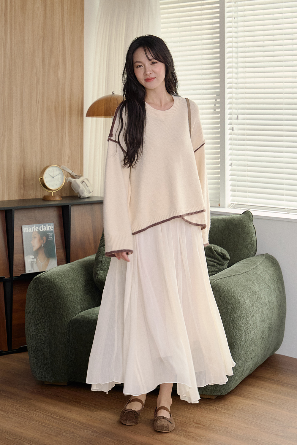 HEALER Made新色寵愛女孩 滾邊寬鬆針織毛衣