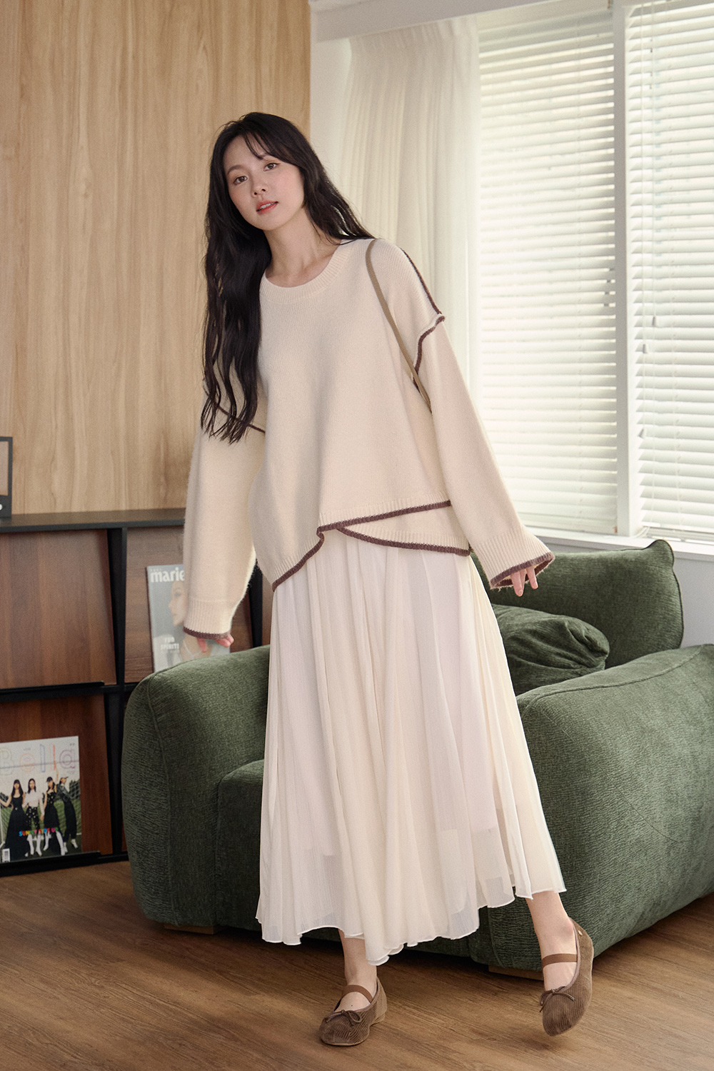 HEALER Made新色寵愛女孩 滾邊寬鬆針織毛衣