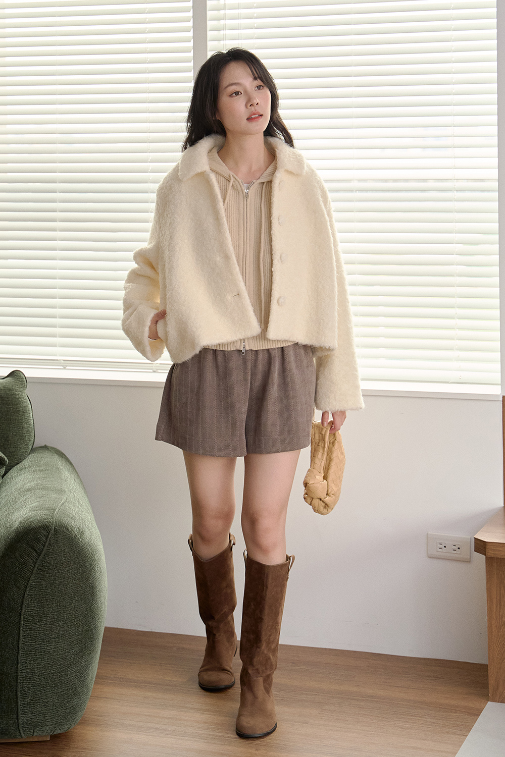 HEALER Made 甜蜜短褲 麻花坑條鬆緊短褲