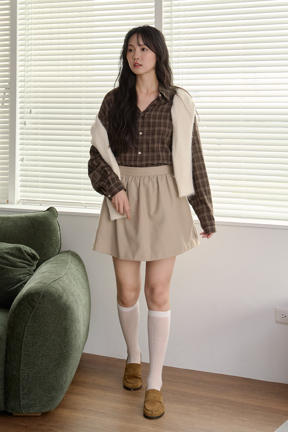 週末畫室 輕磨毛格紋襯衫