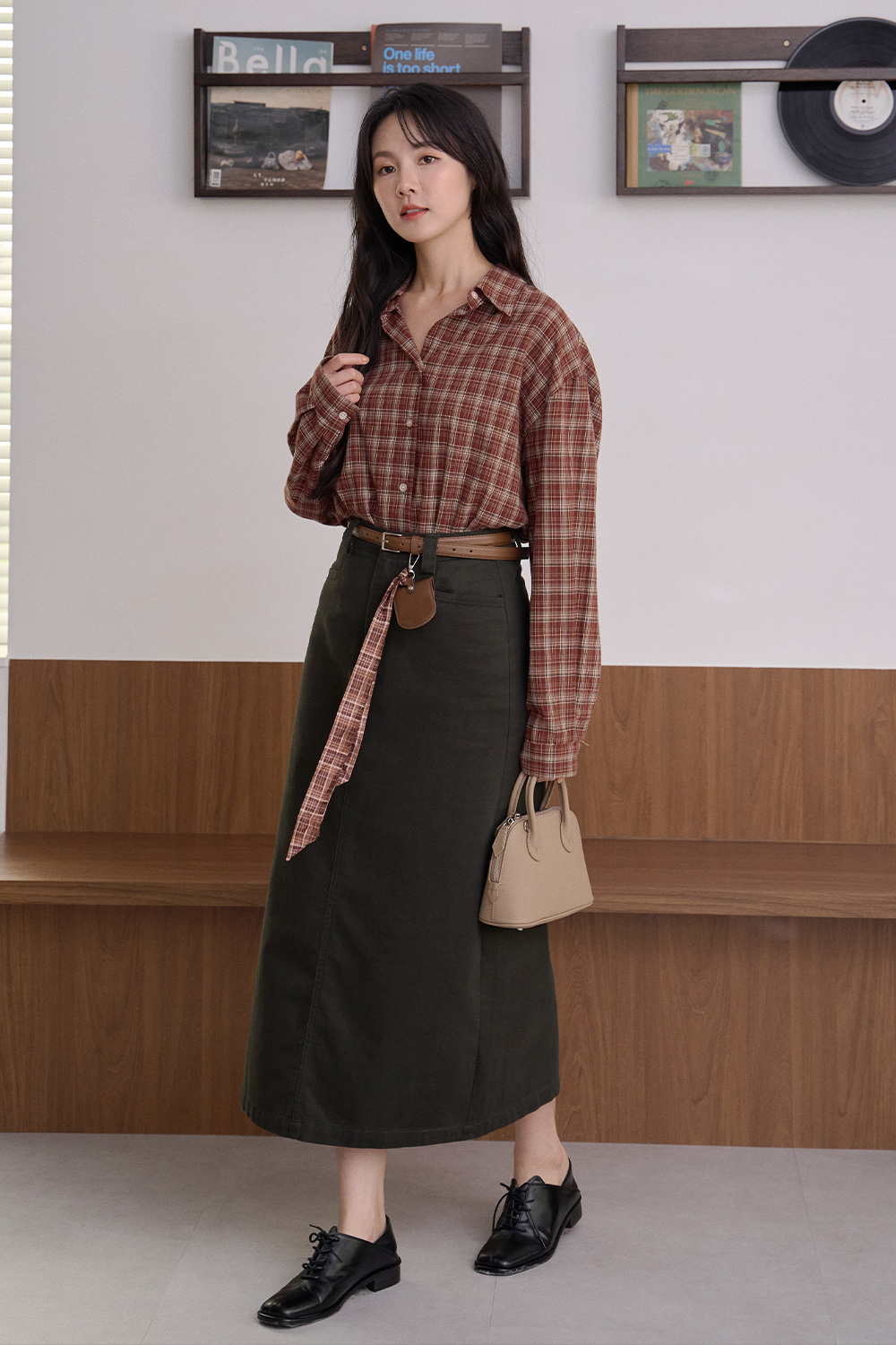 週末畫室 輕磨毛格紋襯衫