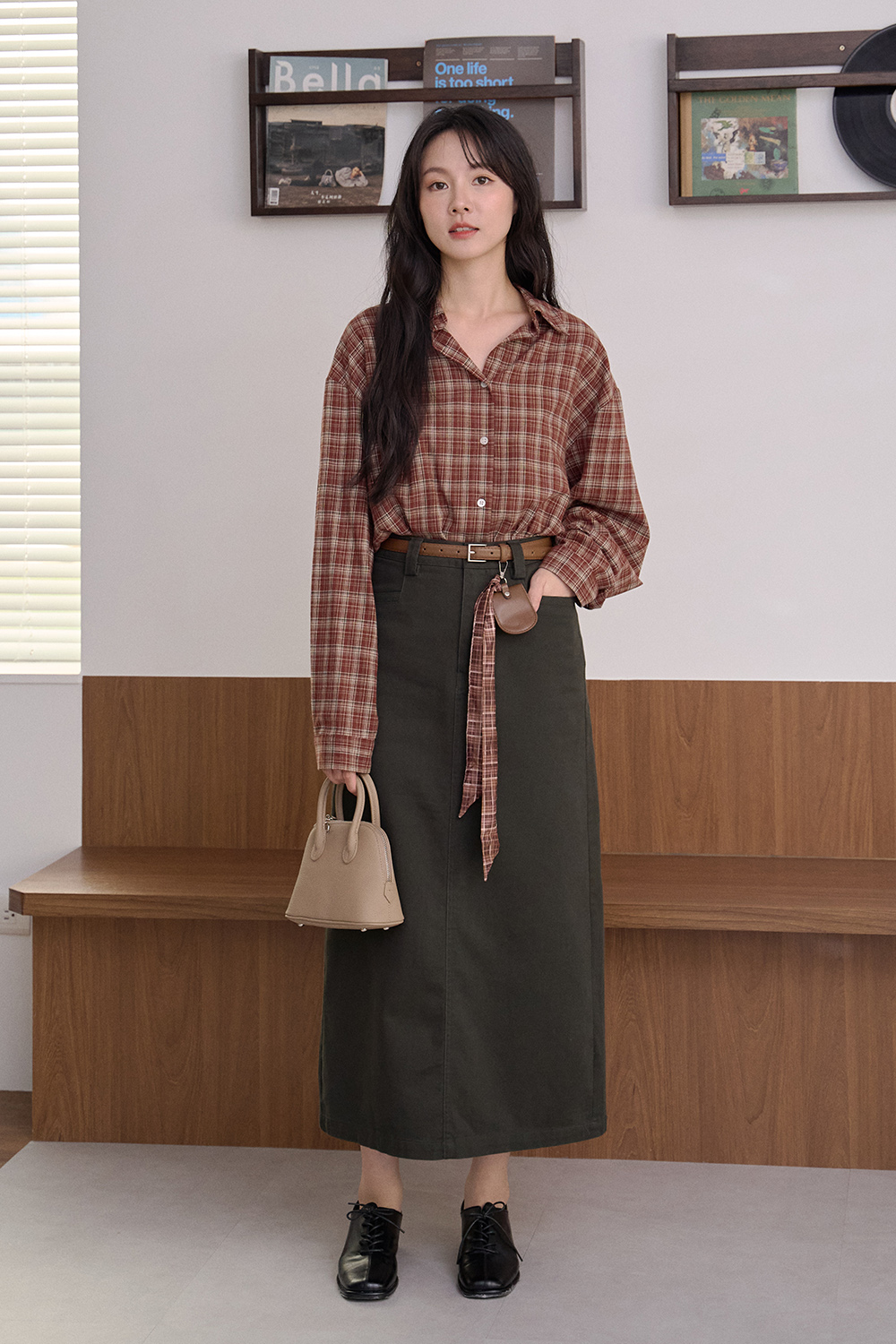 藏肉隱形術  修身直筒中長裙